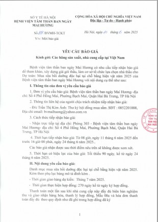 Mời báo giá mua sữa BDDH